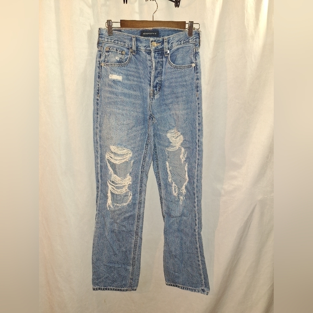 Aeropostale 90s Baggy Blue Jeans Button Crotch